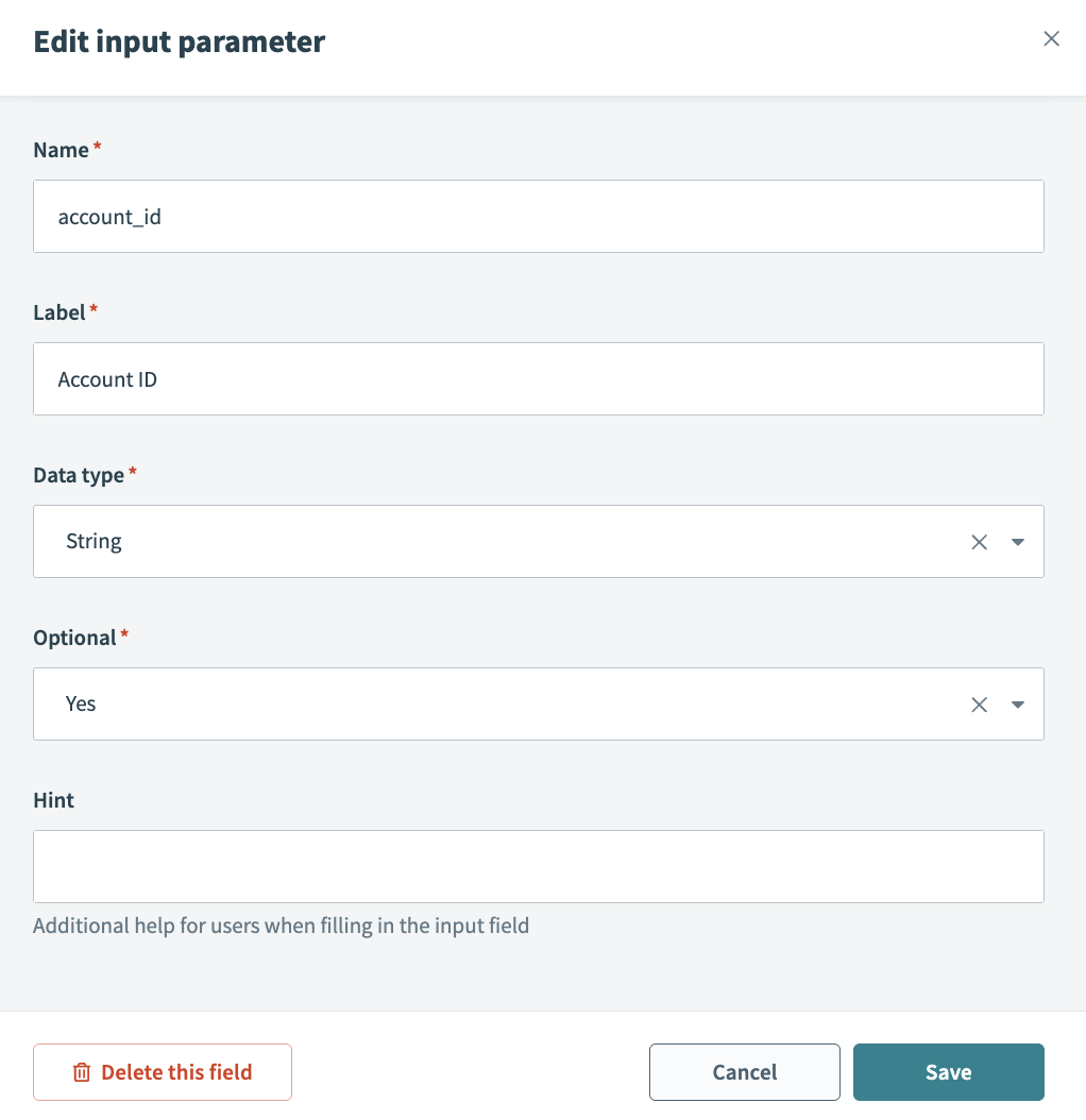 Configure an input parameter