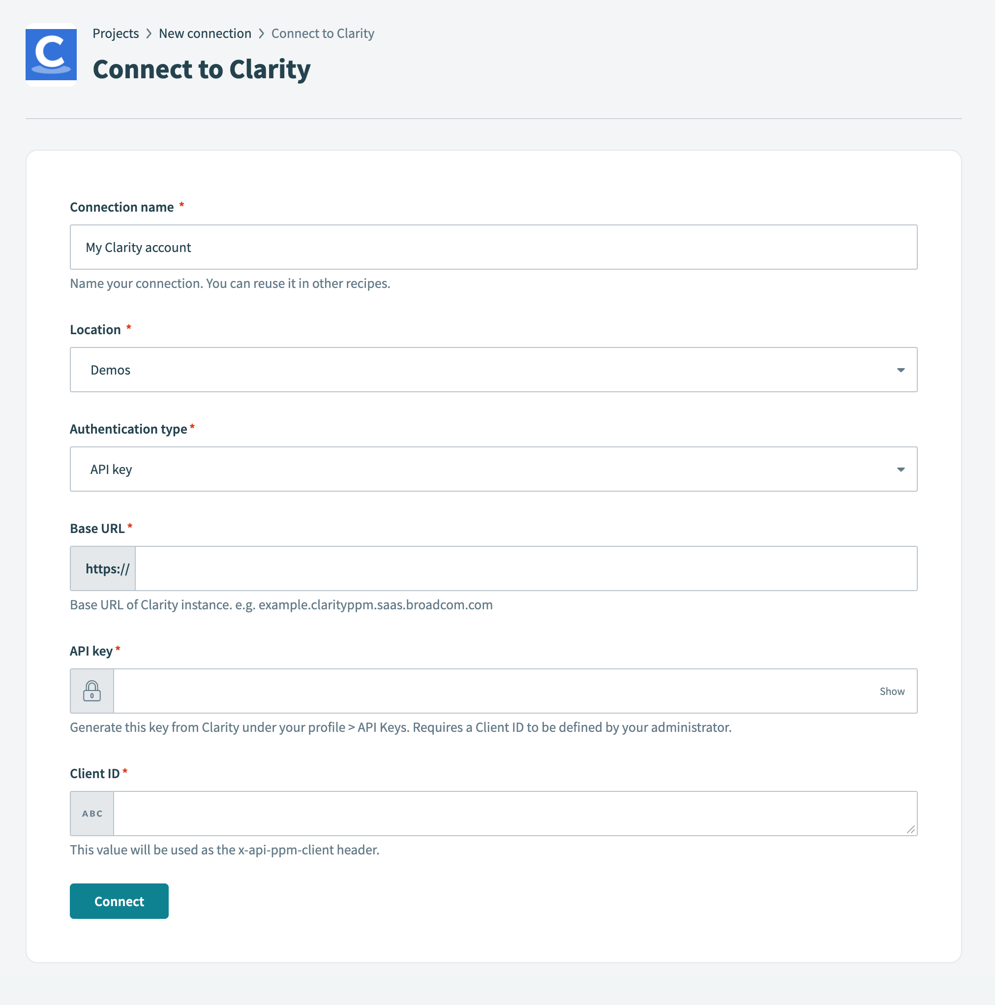 Connect to Clarity