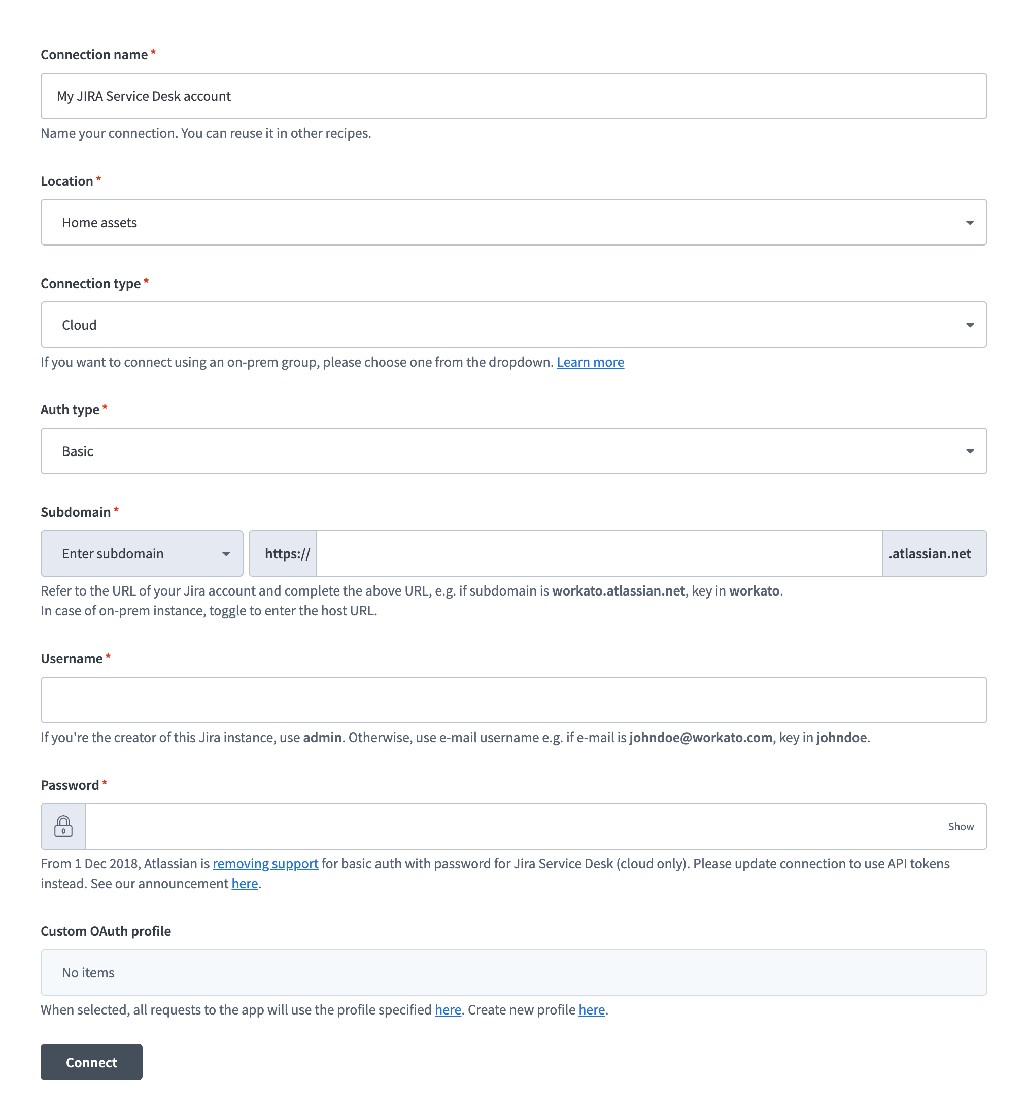 Basic password auth