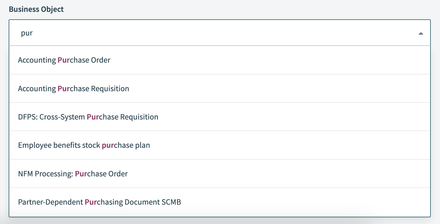 business process drop-down
