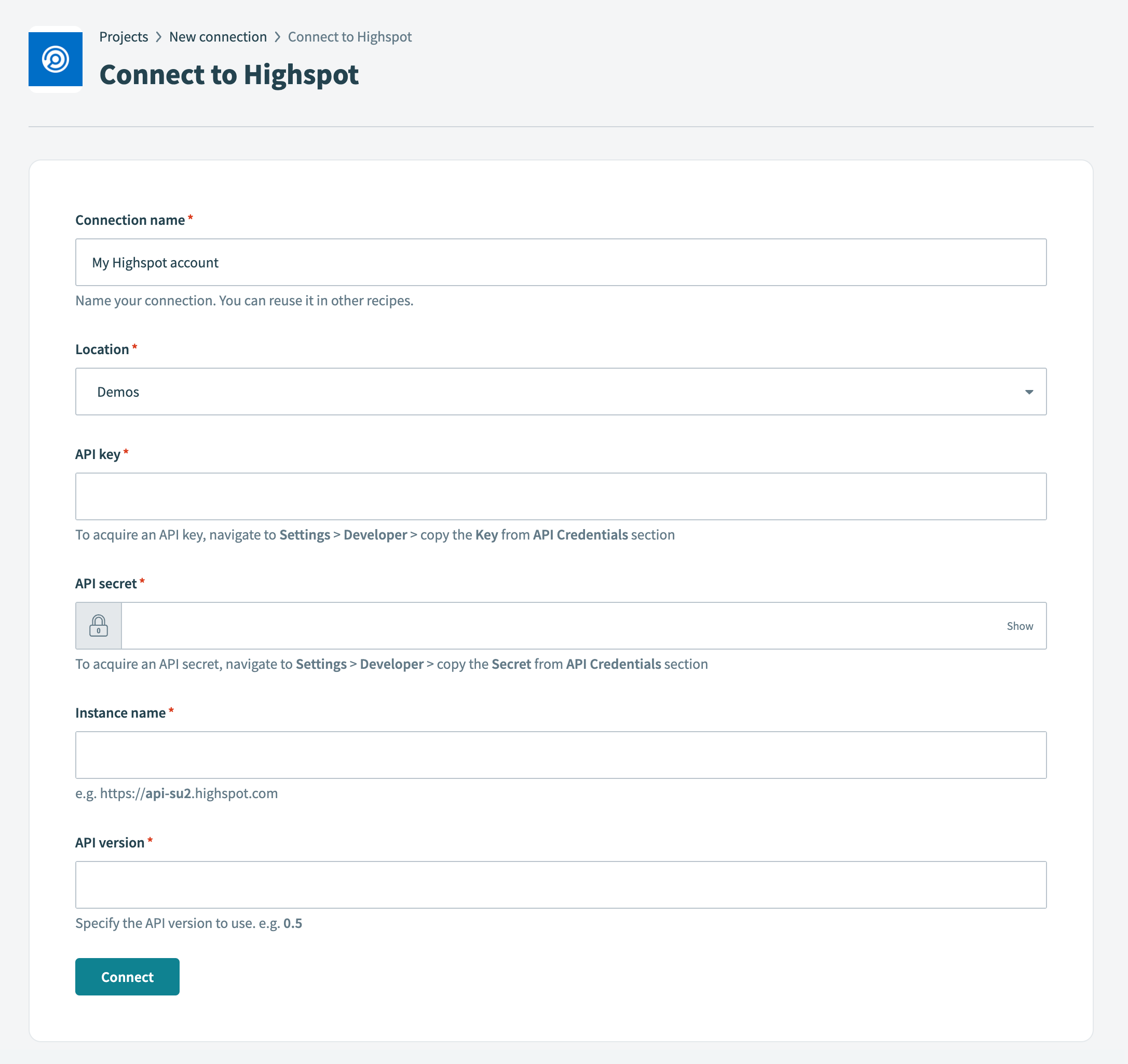 Connect to Highspot