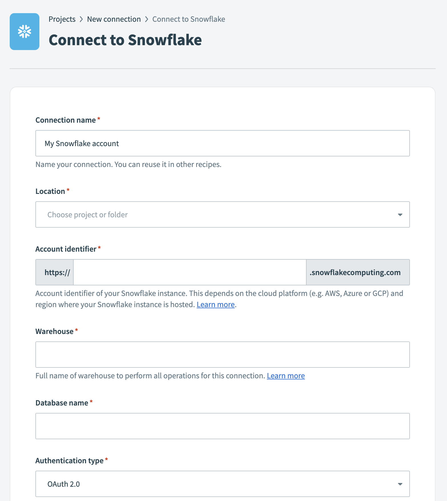 Snowflake connection