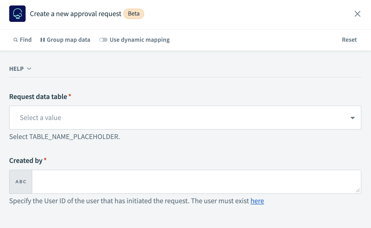 Create approval request action