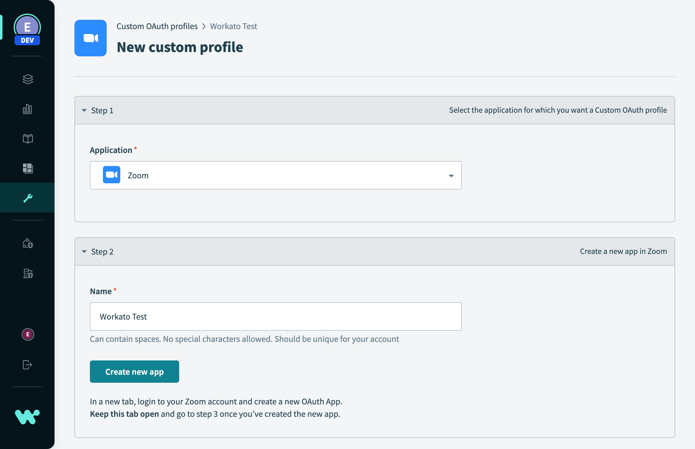 Create new app