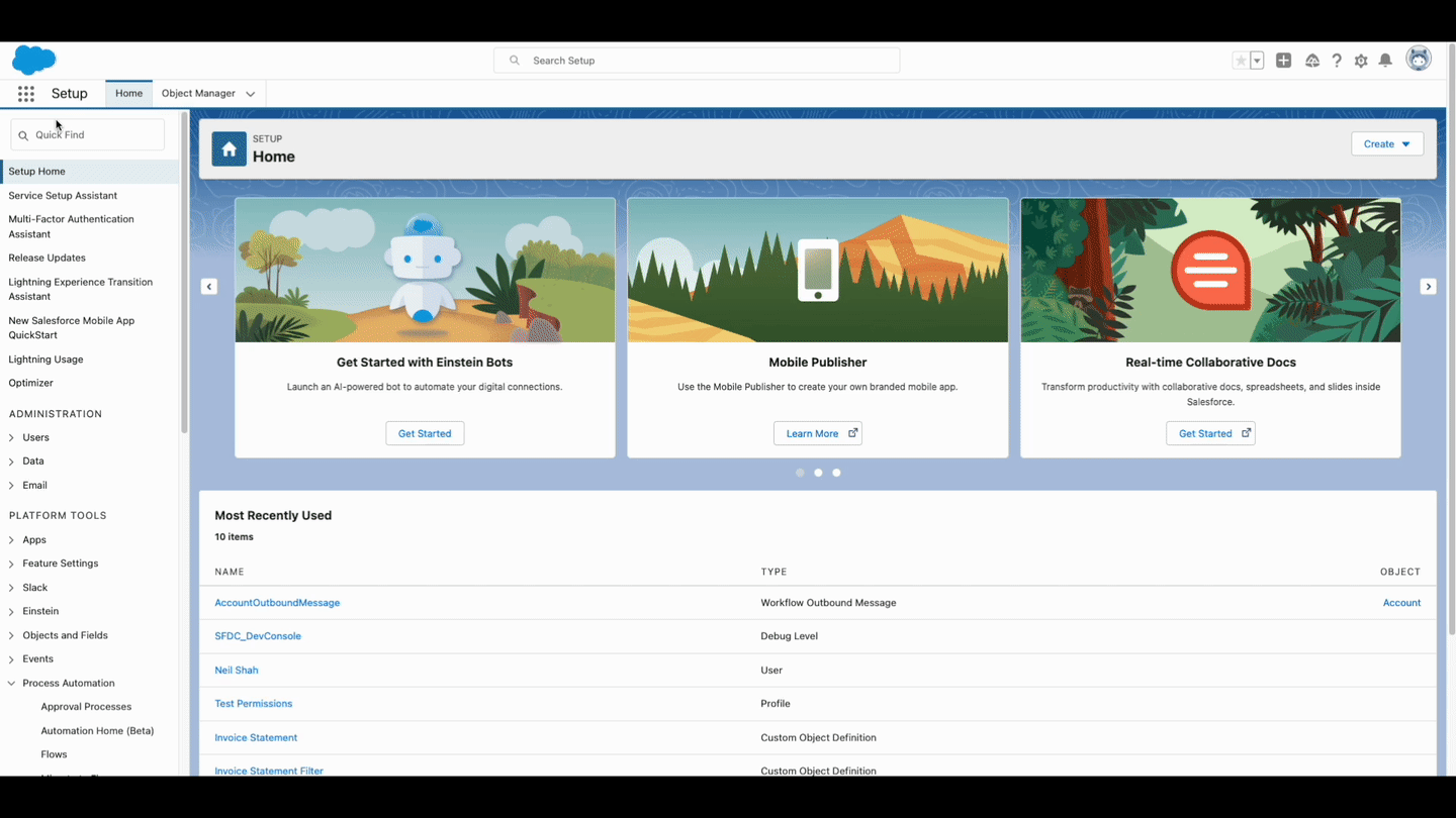 Open the Salesforce flow setup wizard