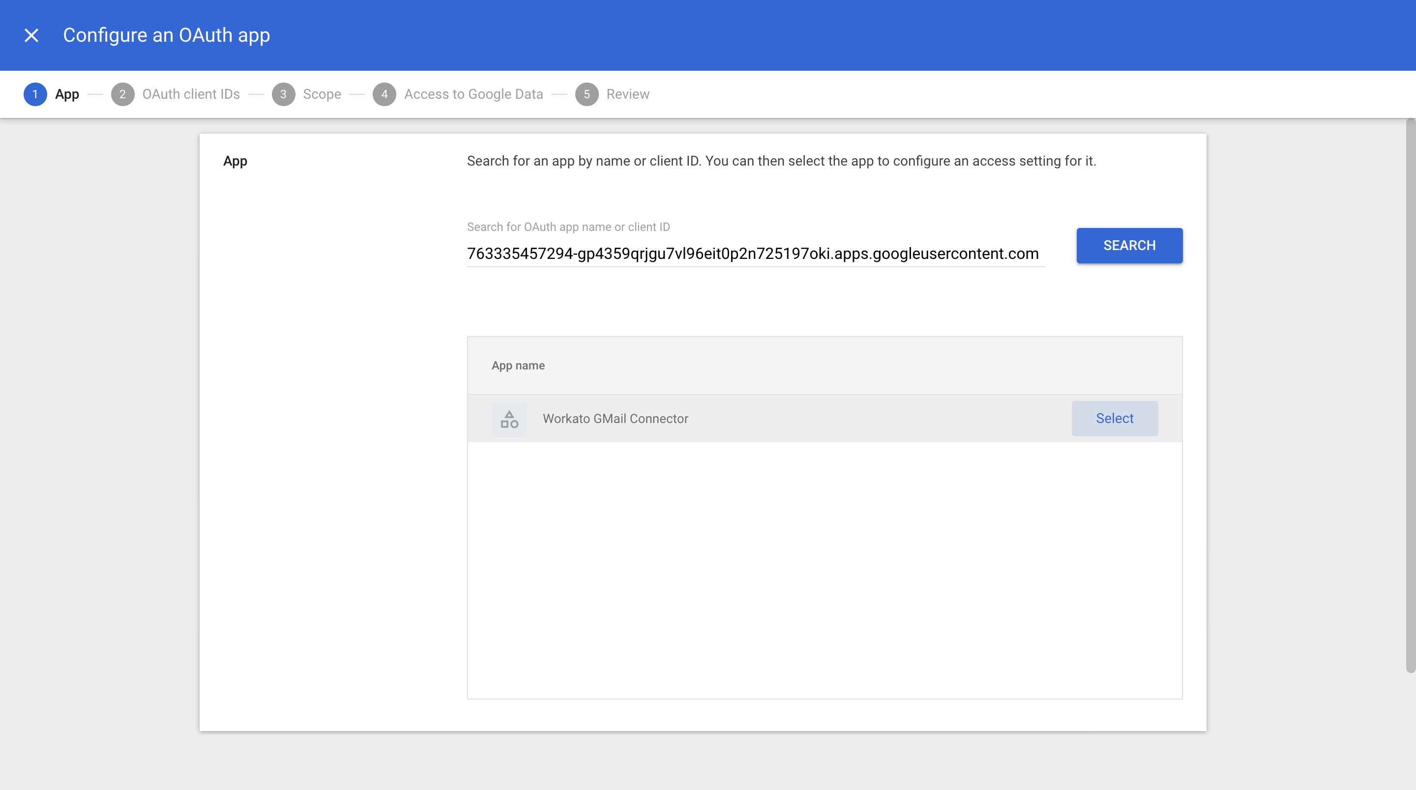 OAuth 2.0クライアント ID の入力