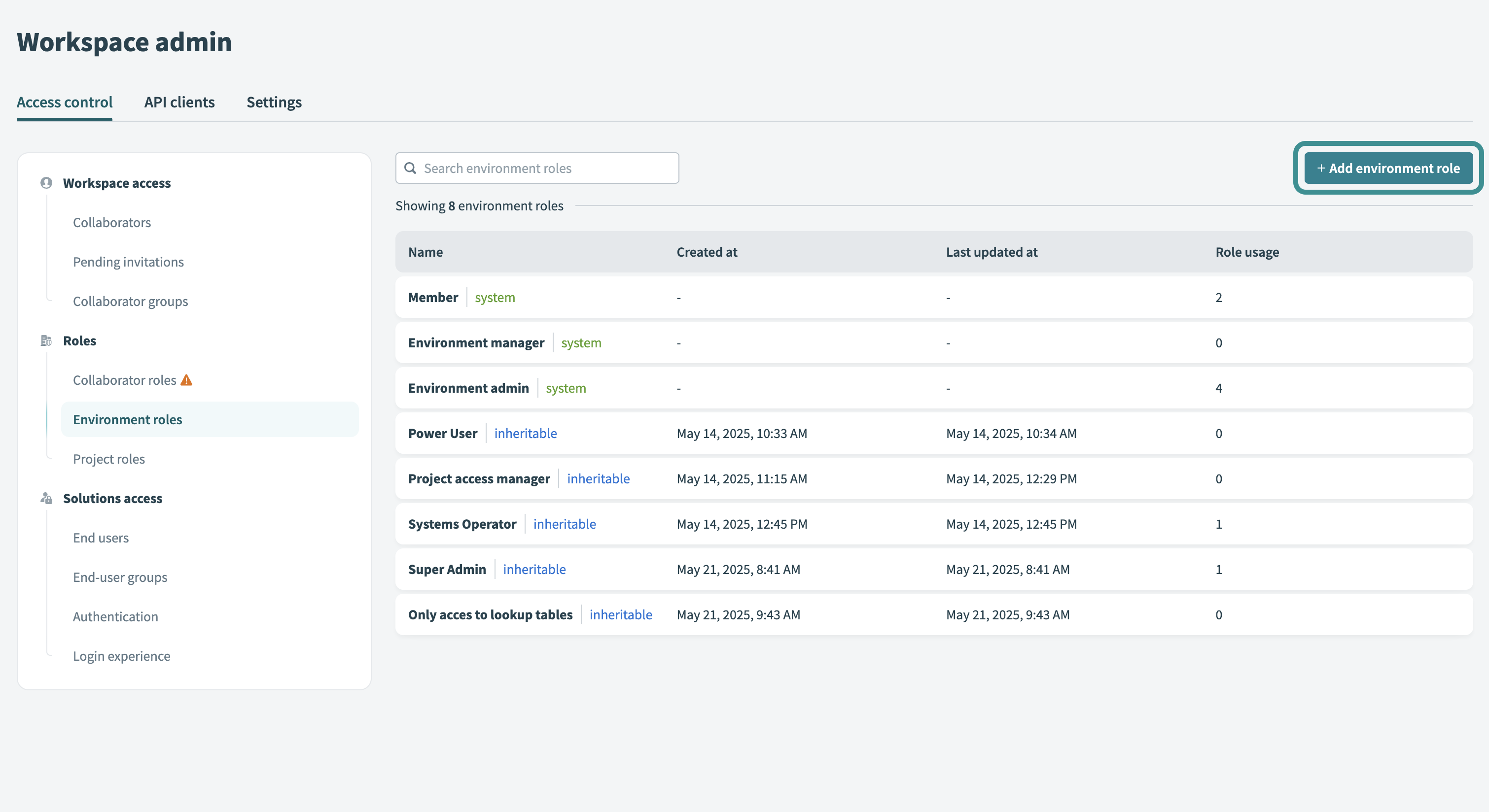 Add environment role