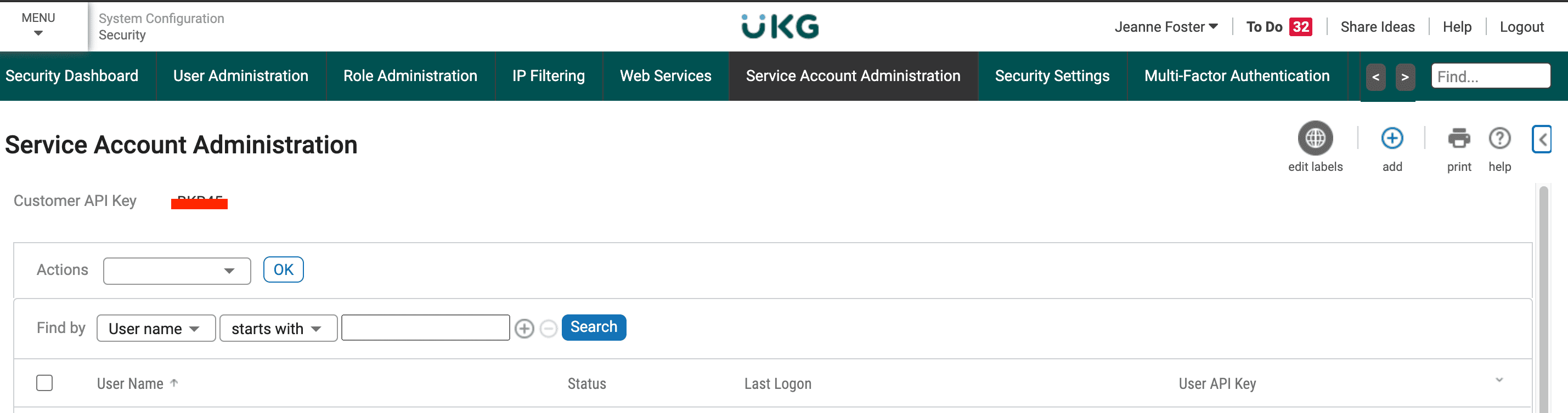 Create service account