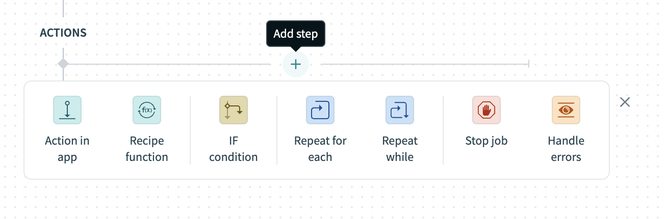 Click Add step > Action in app