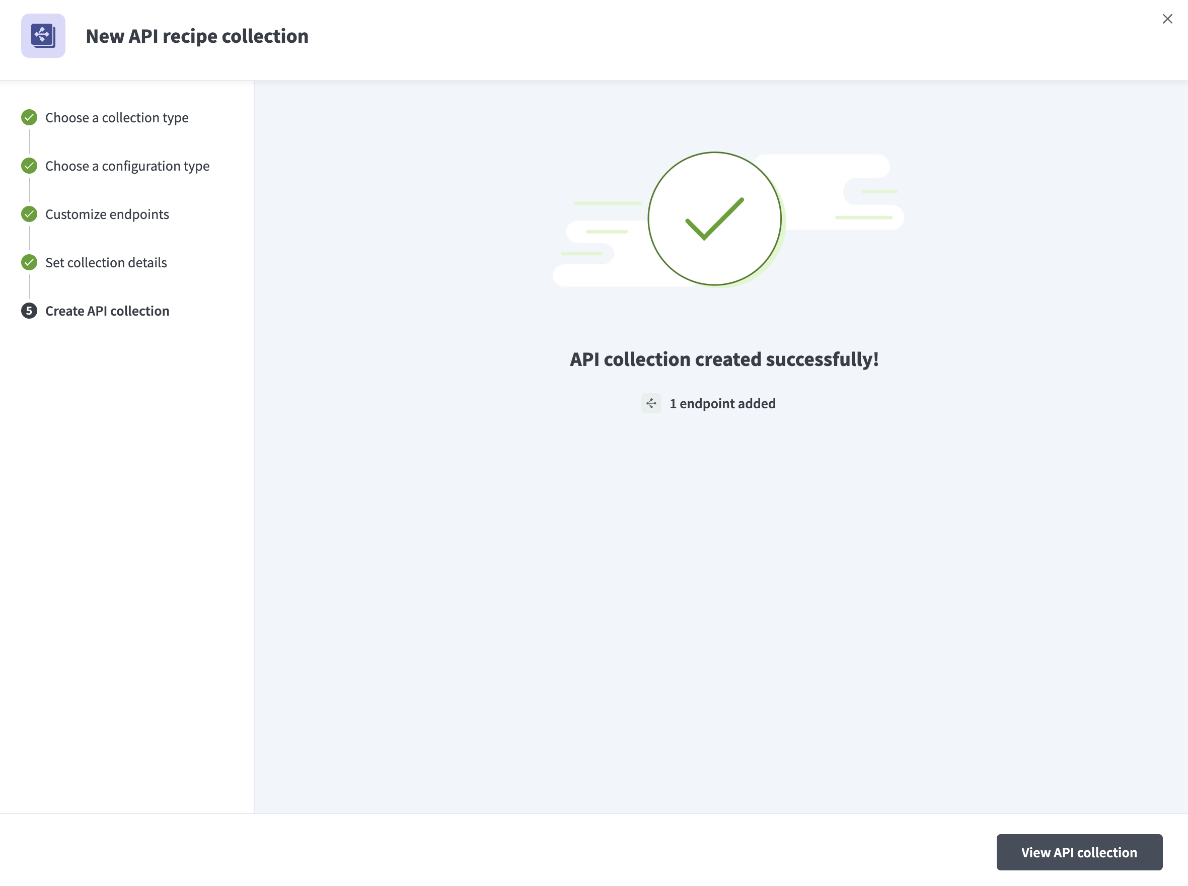 Create API recipe collection