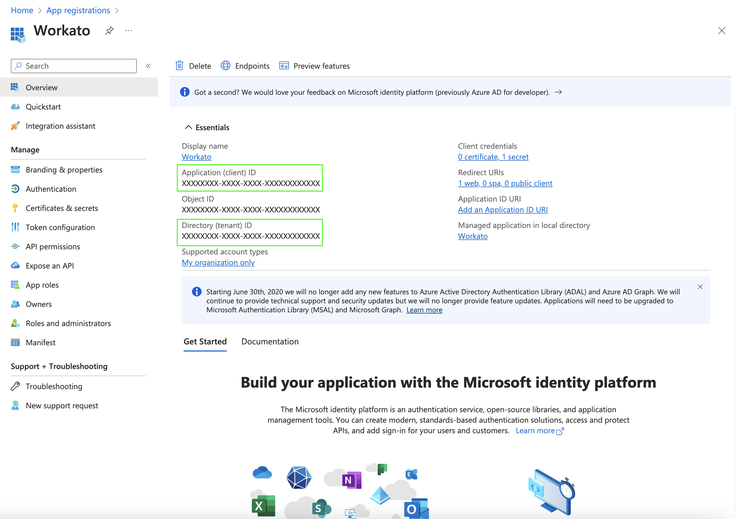 アプリケーションが登録されました