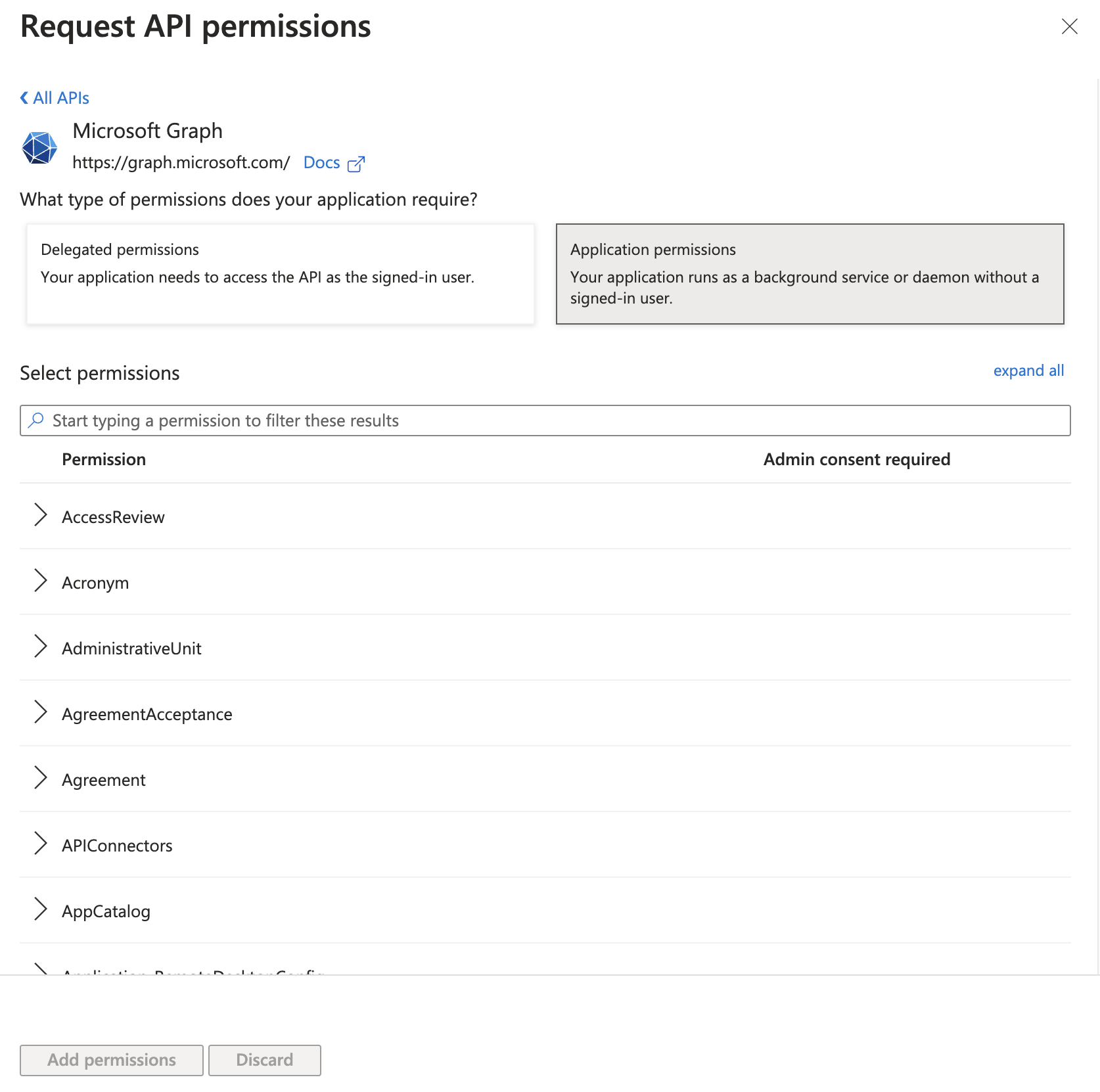 アプリケーションのアクセス許可