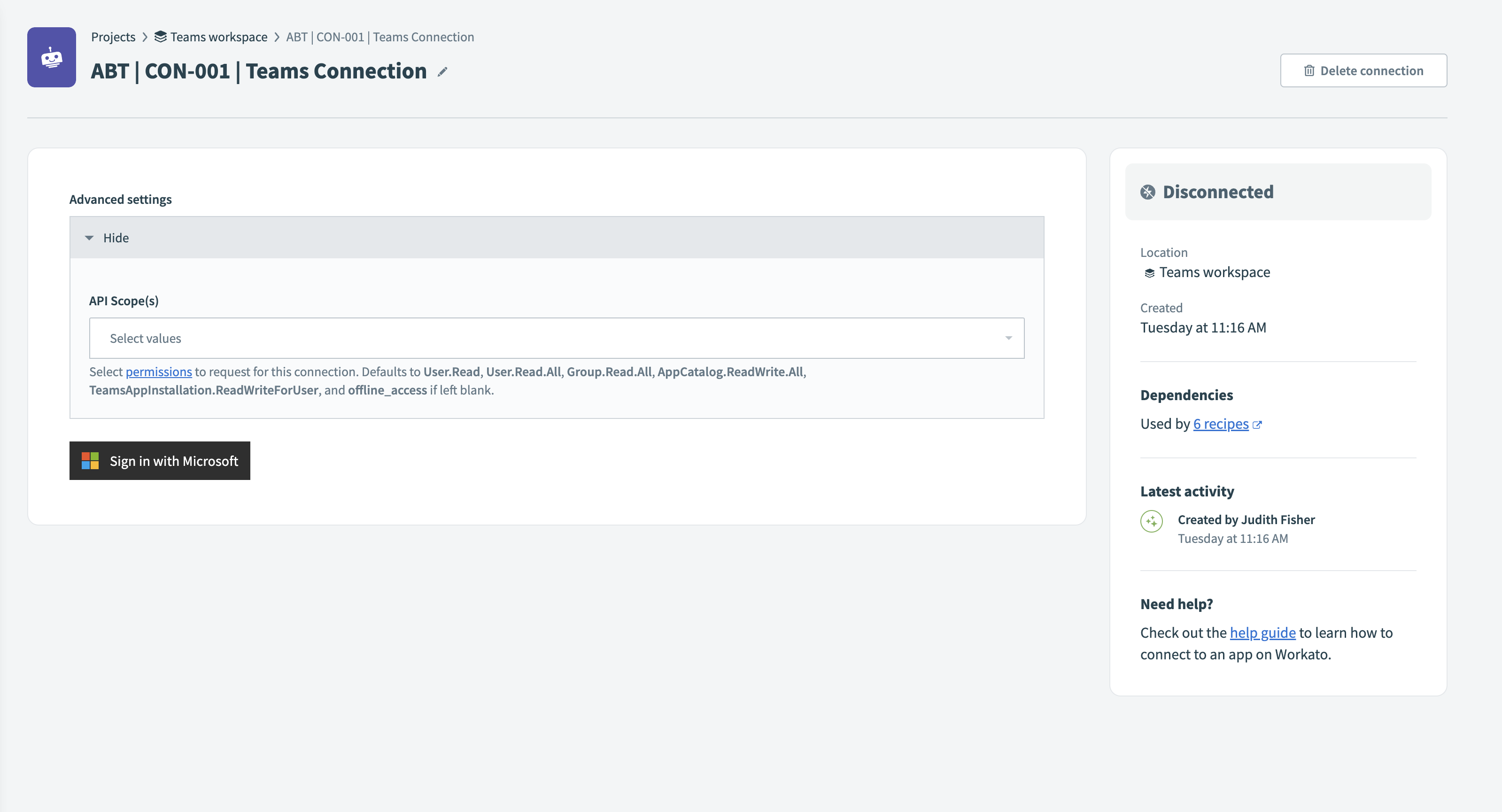 Connect to Microsoft teams