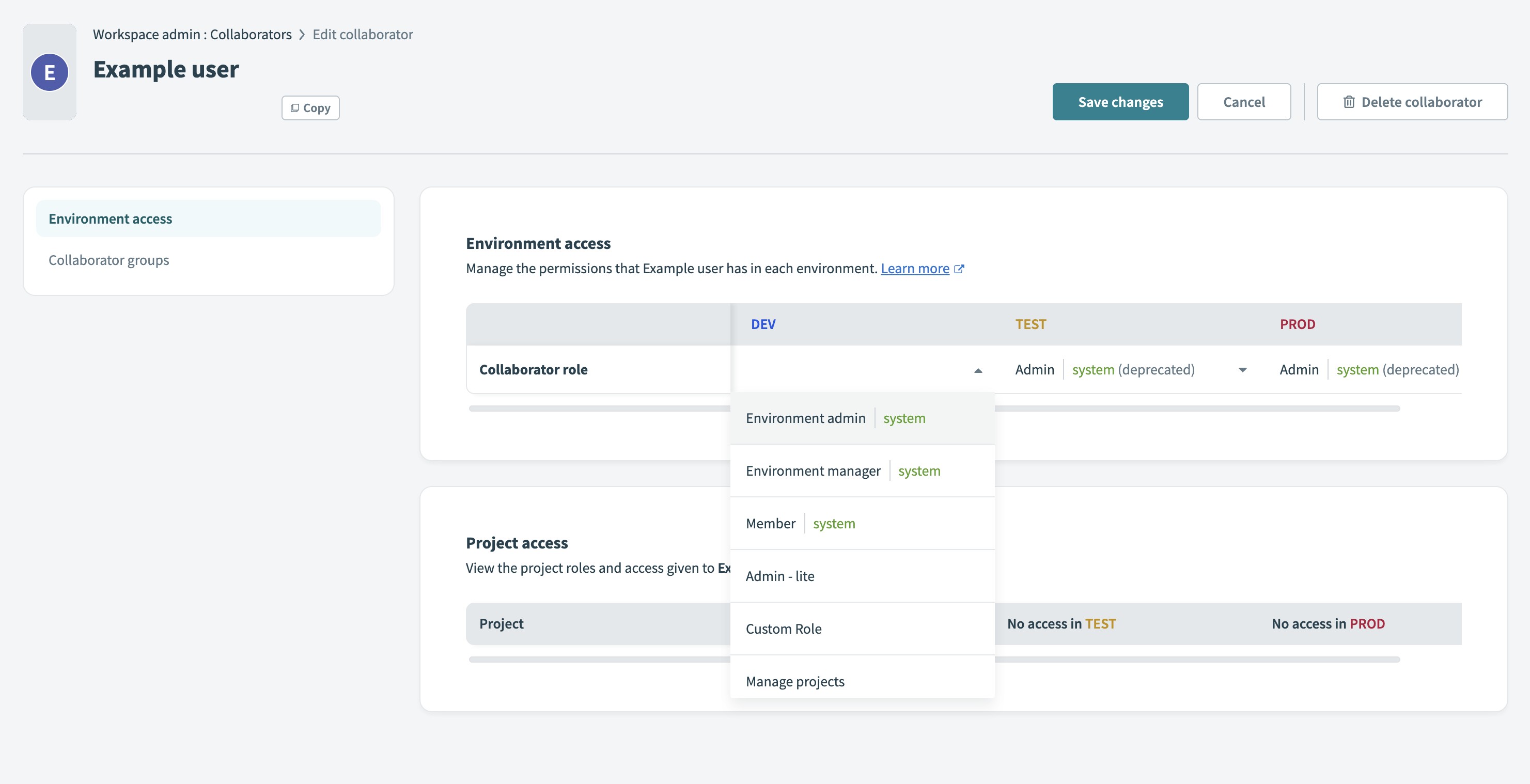 Assign environment roles