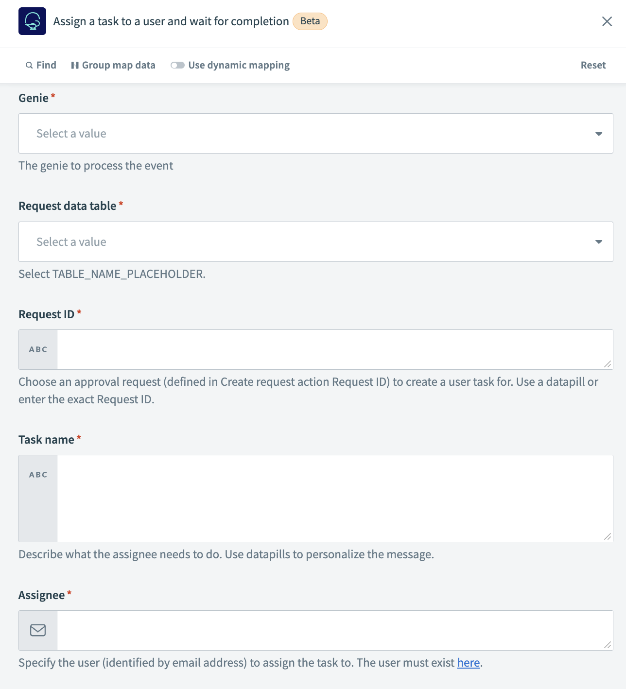 Assign task to user action