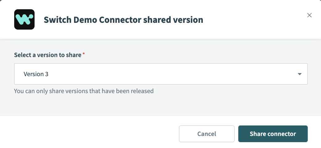 Select the new version of your connector