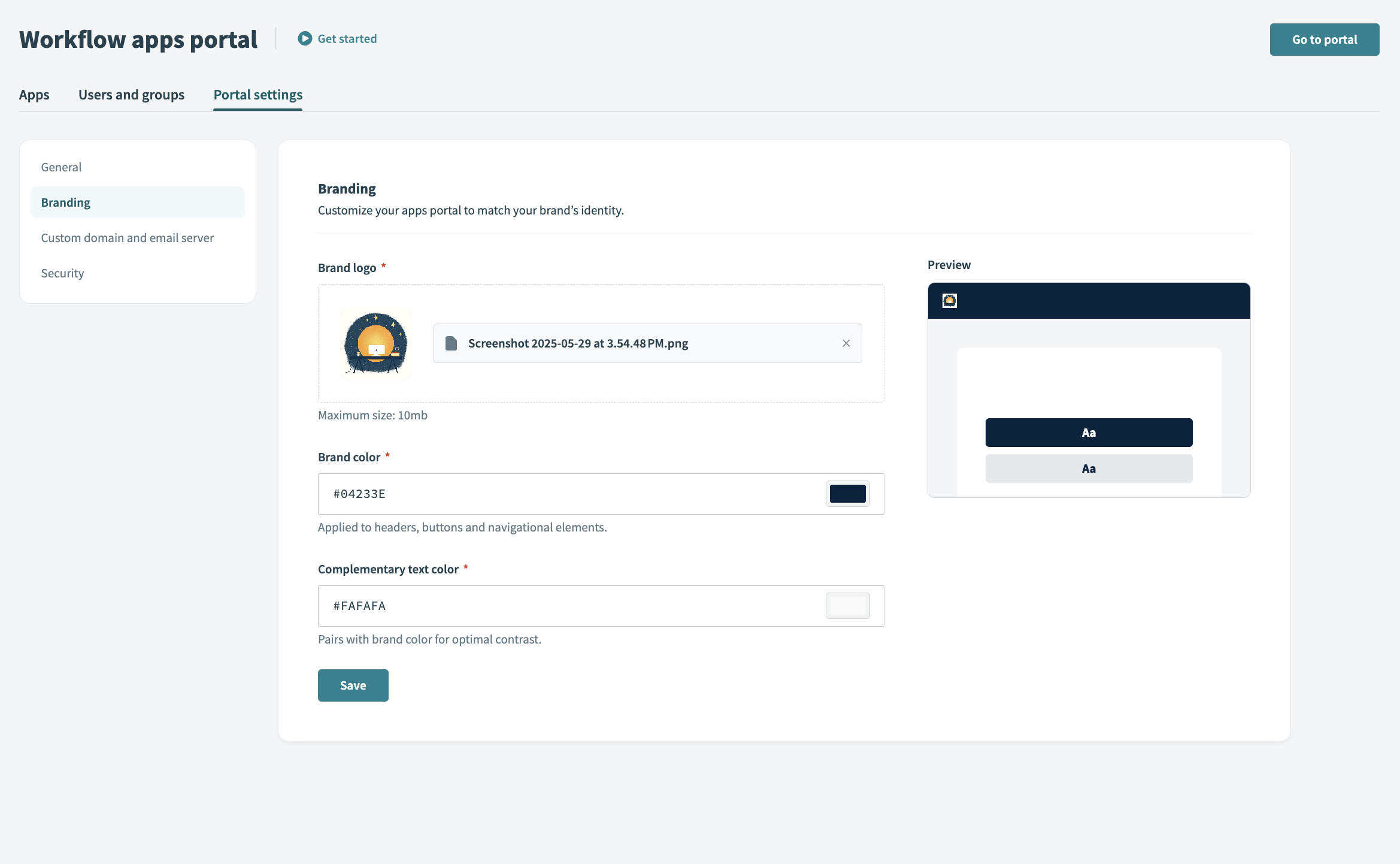 Preview your branding choices