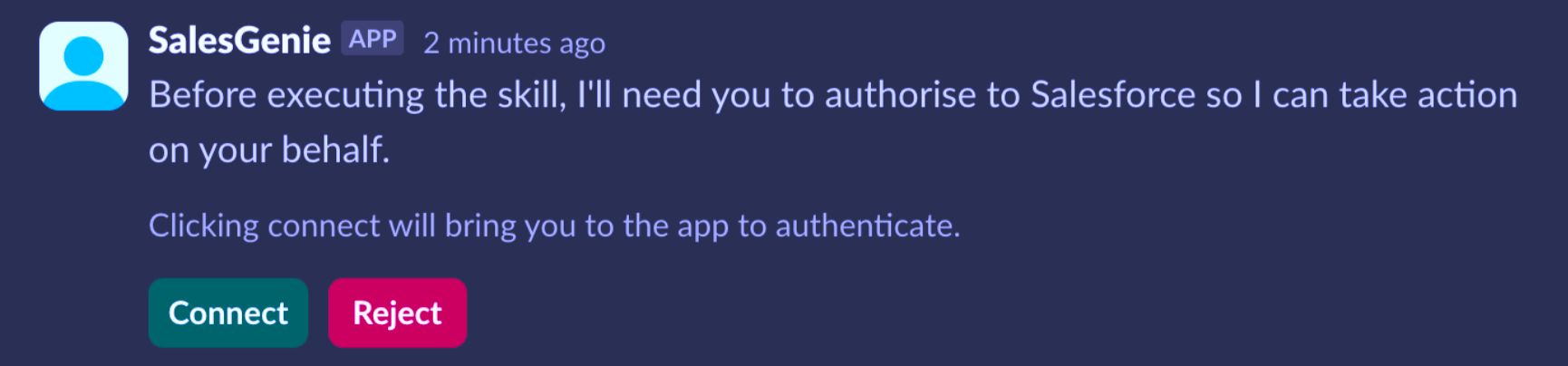 Connect prompt in the chat interface