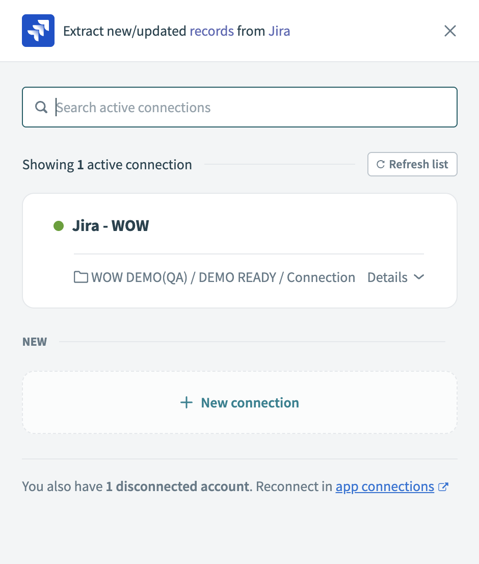 Choose a Jira connection