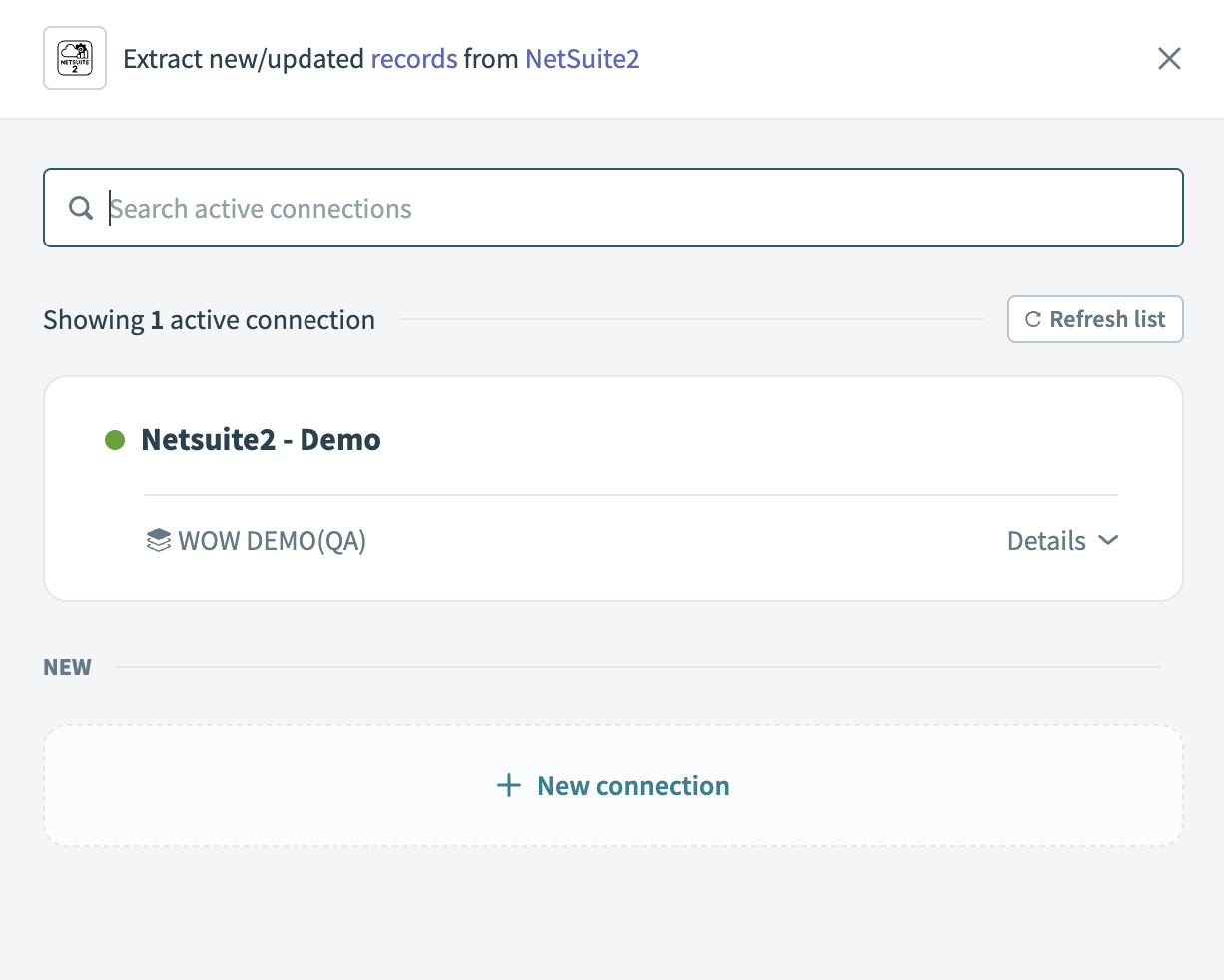 Choose a NetSuite2 connection