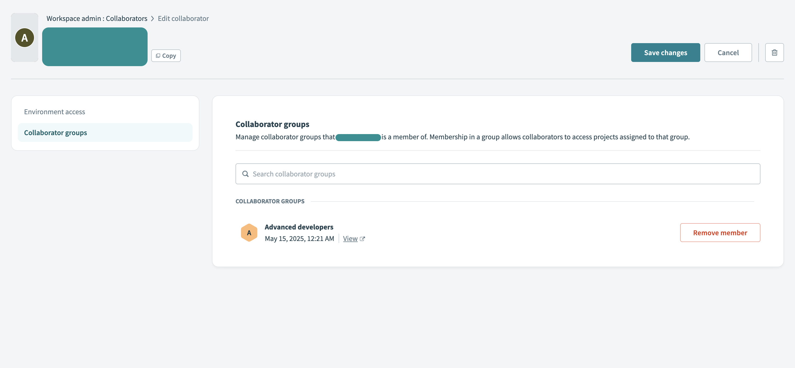Manage collaborator group access