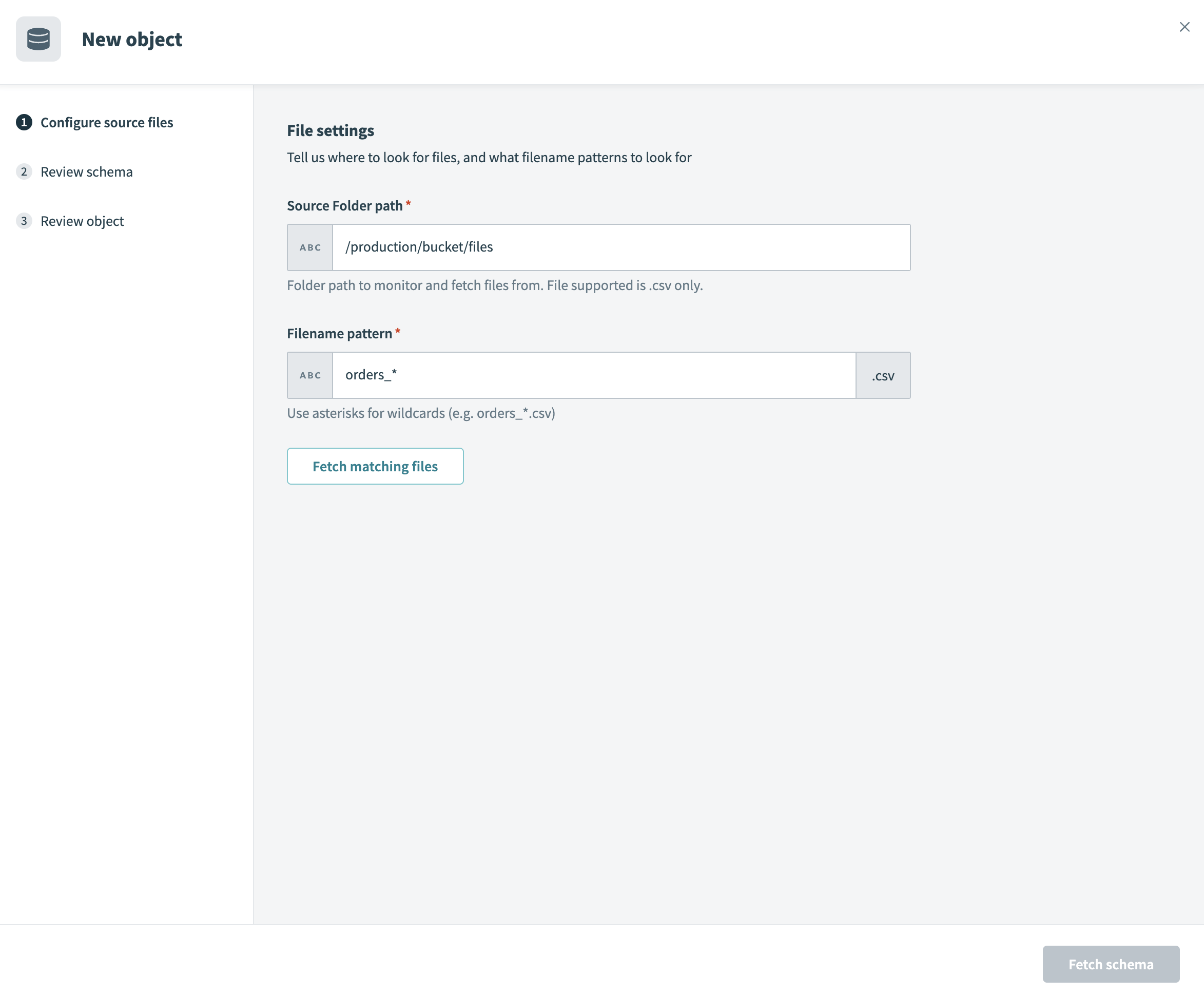 Configure file settings