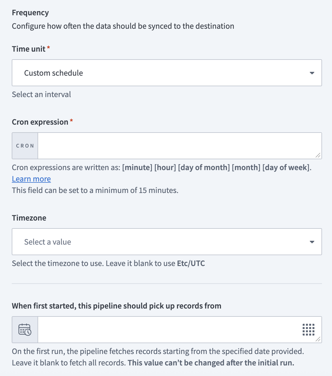 Configure sync frequency