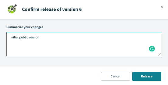 Change summary and confirmation window