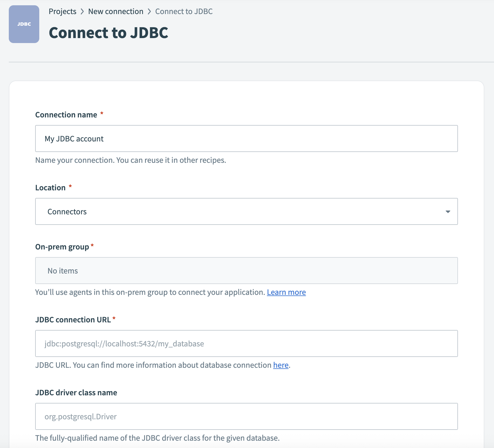 Connect to JDBC