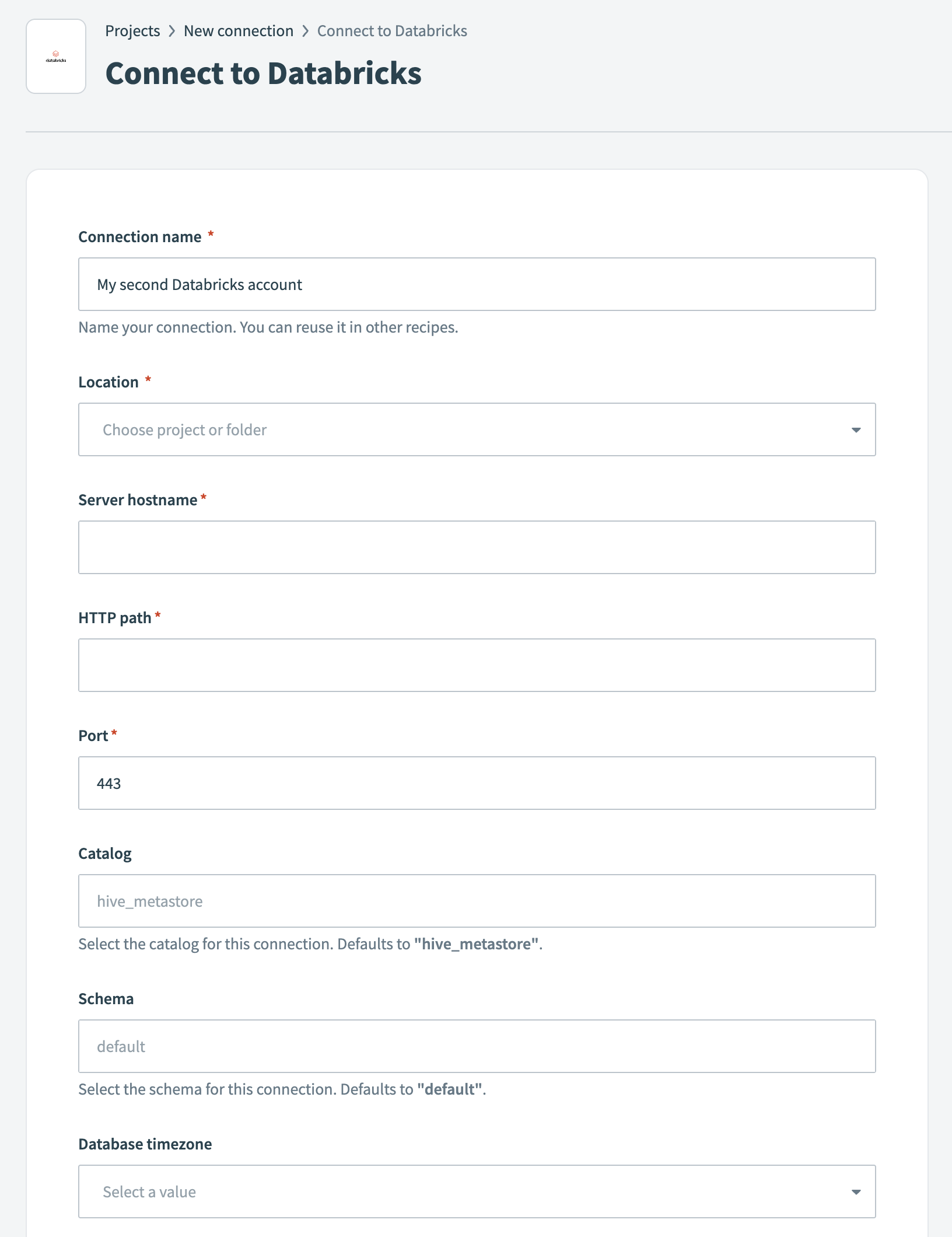 Databricks connection setup