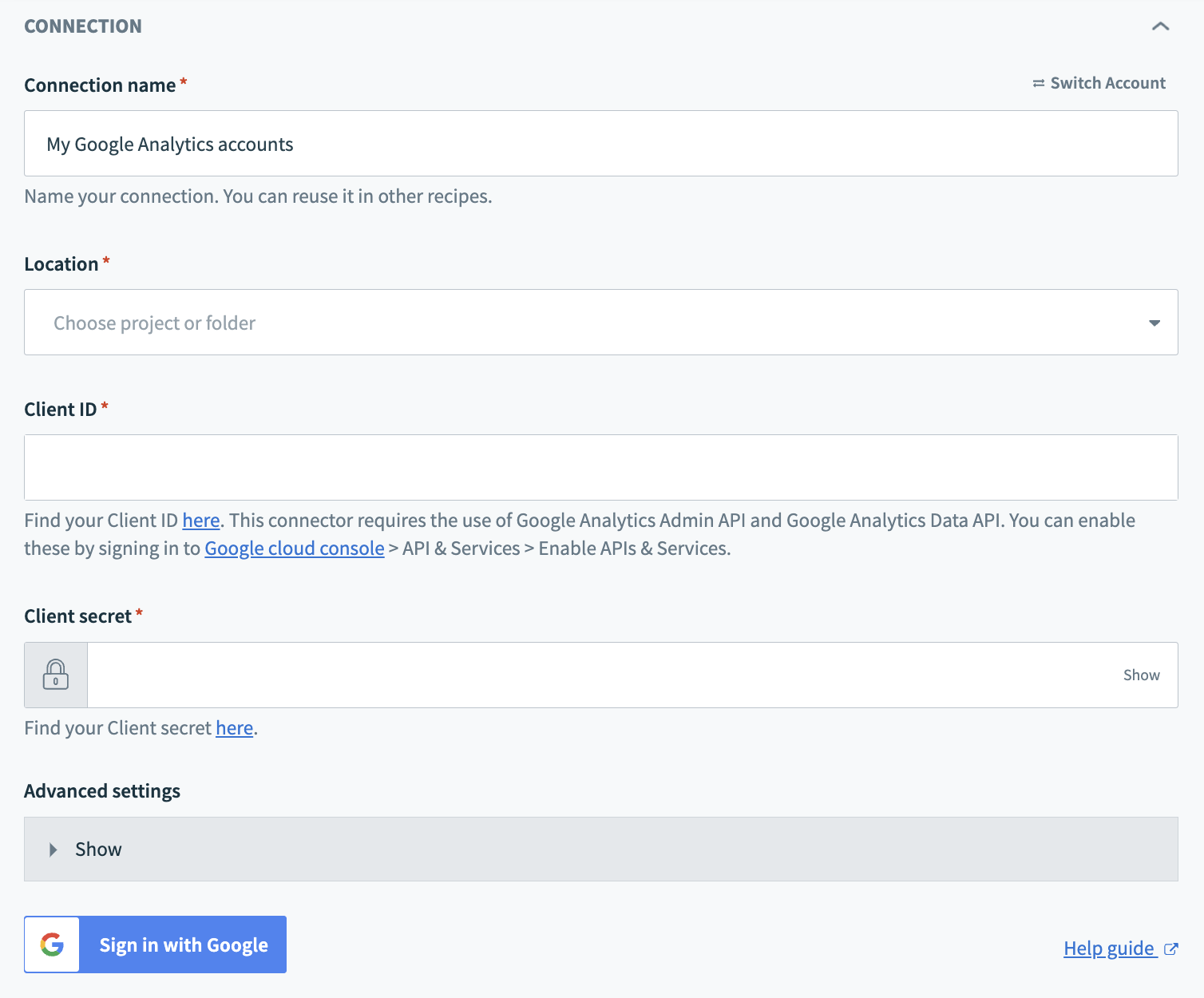 Connect to Google Analytics