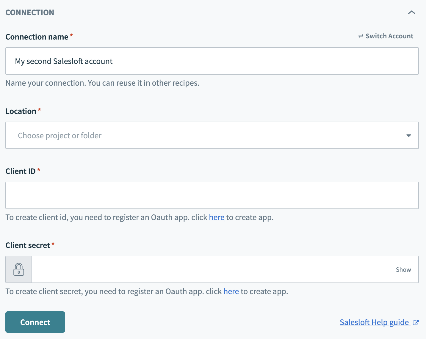 Salesloft connection