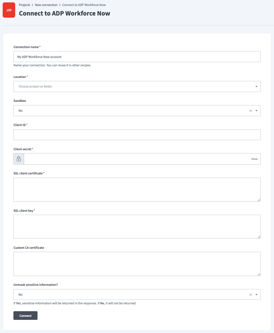 Configured ADP Workforce Now connection