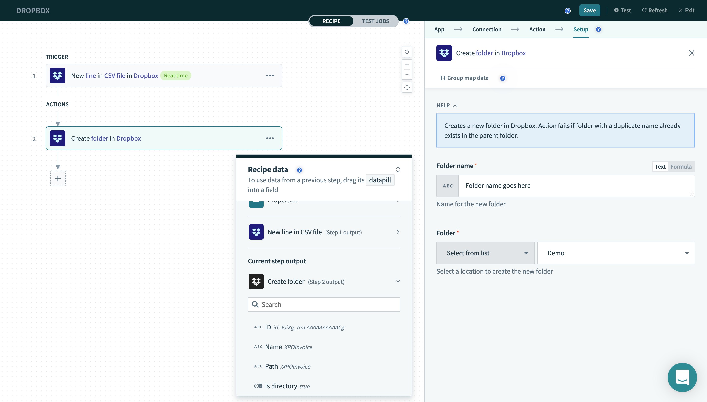 Create folder action