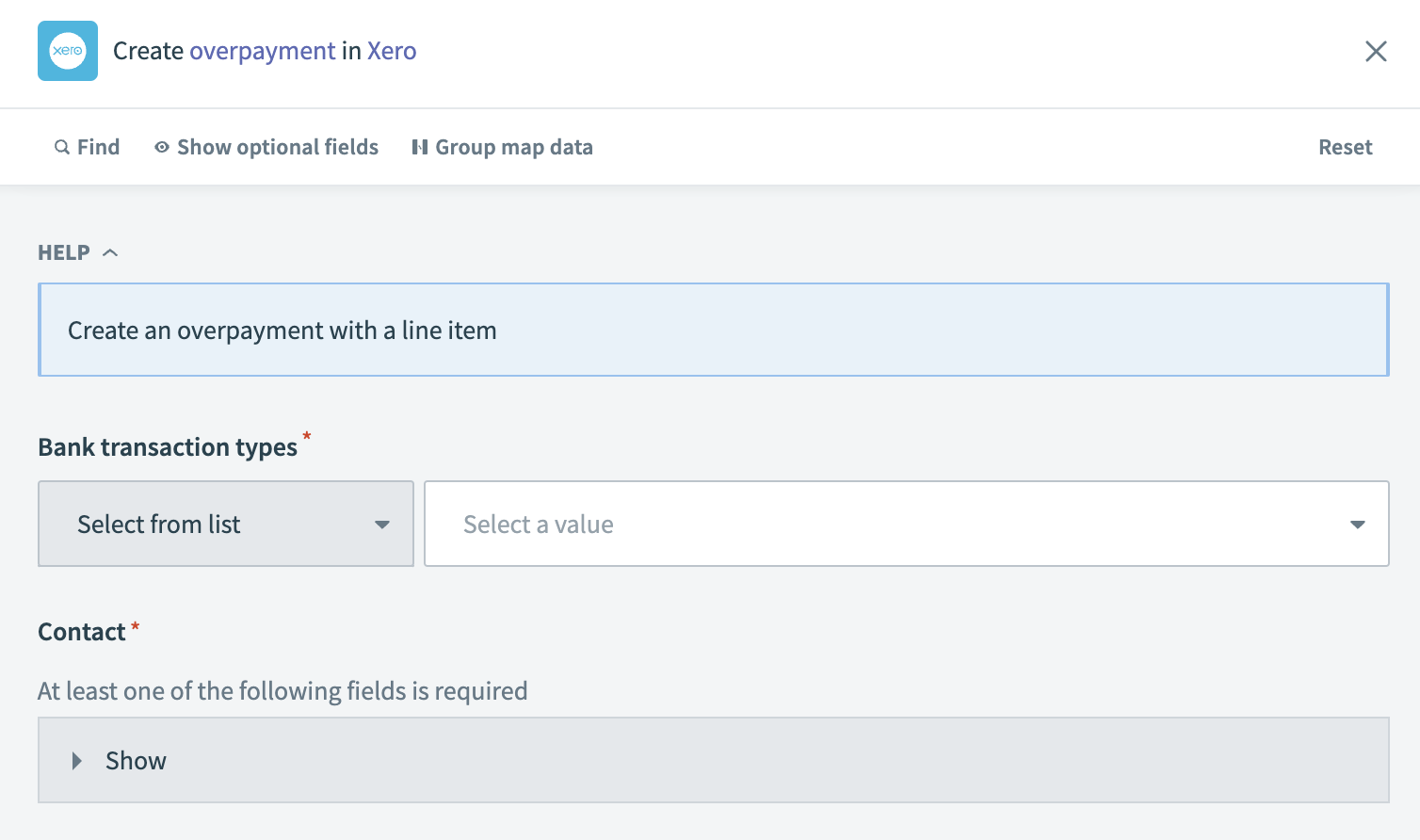 Create overpayment action