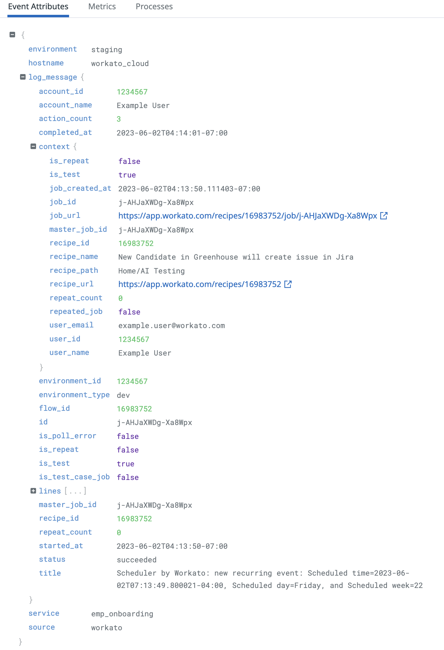 Custom audit log message for a successfully completed job