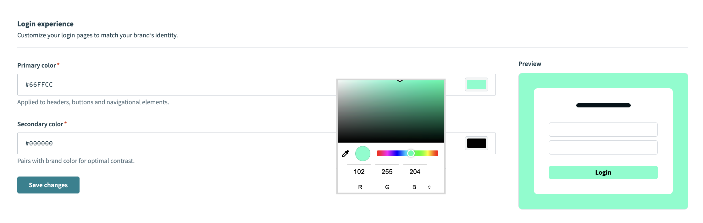 Customized login experience