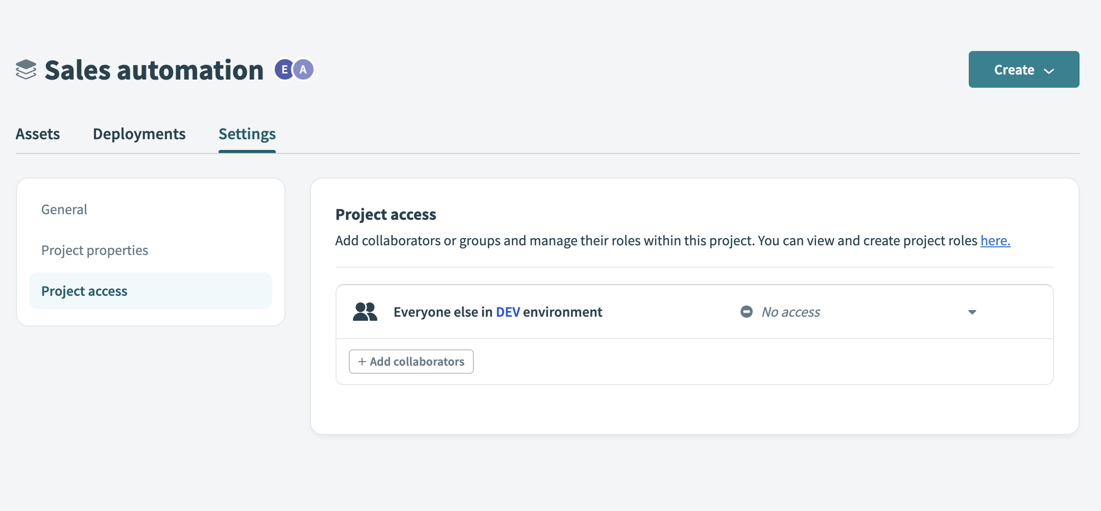 Default access setting