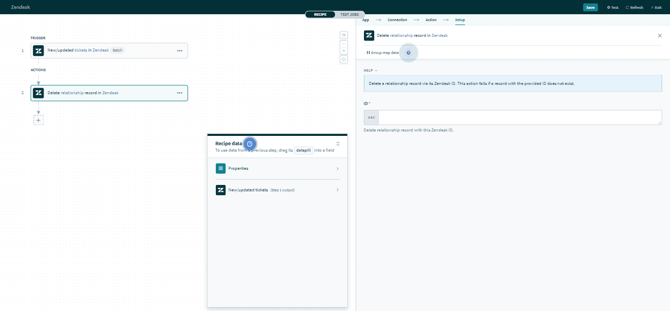 Delete relationship record by ID アクション