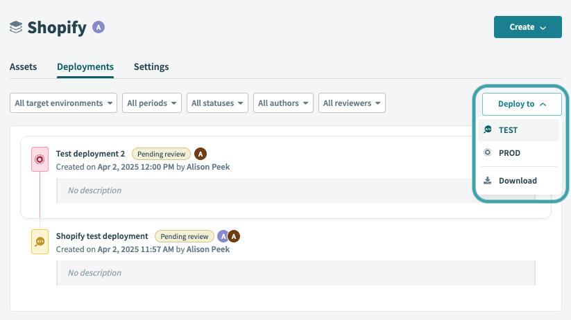 Deploy to target environment