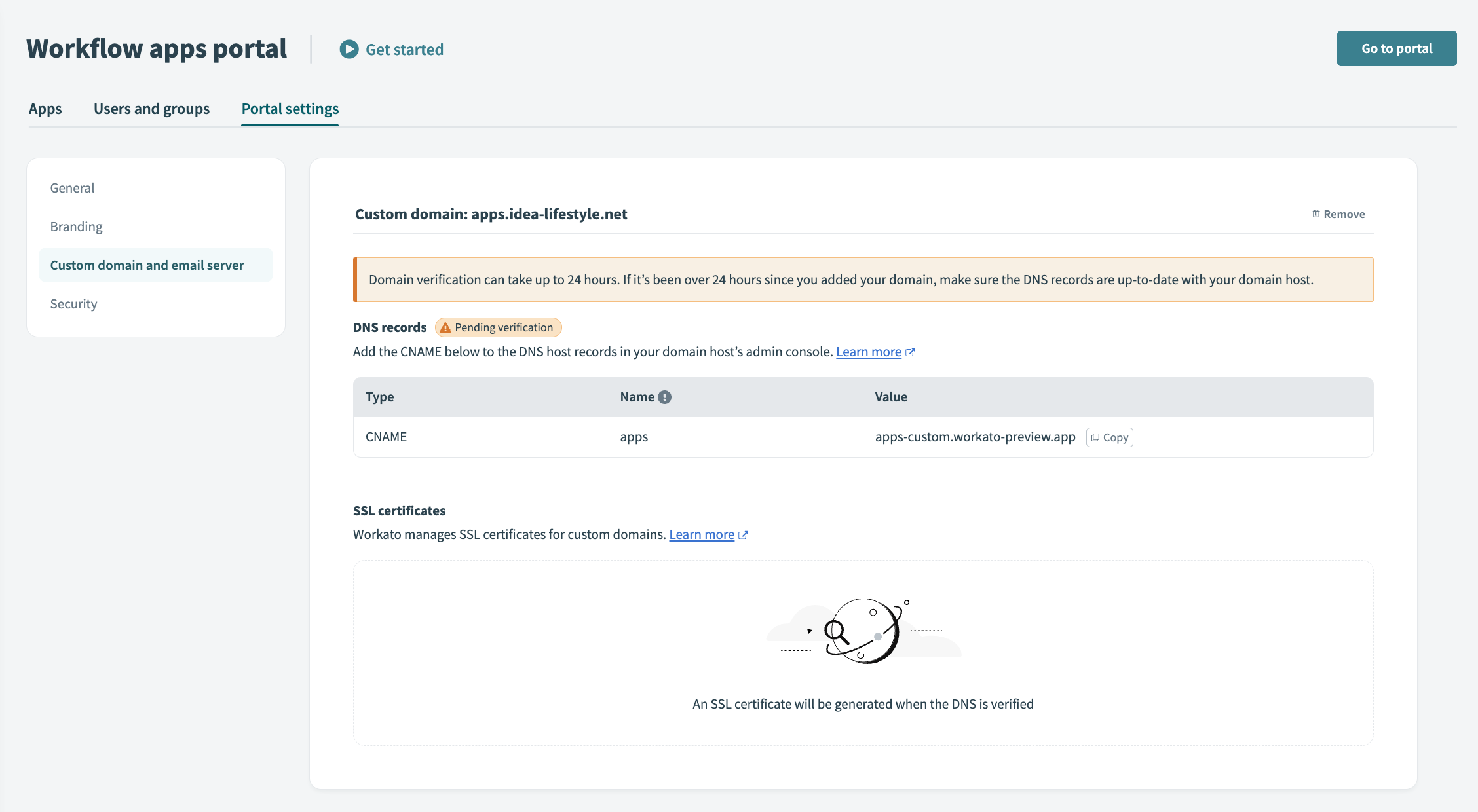 Domain verification pending