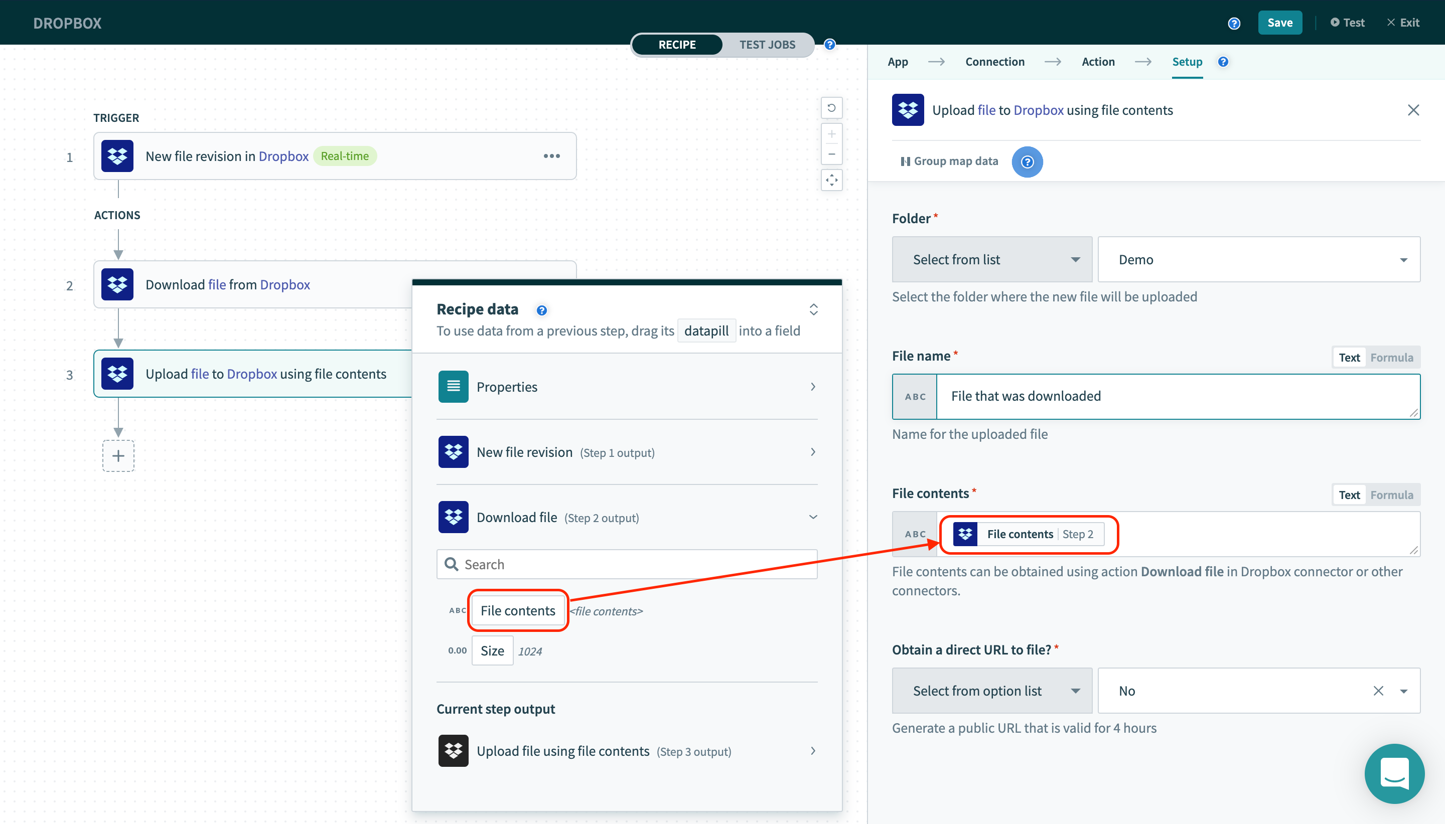 Download & upload file in Dropbox