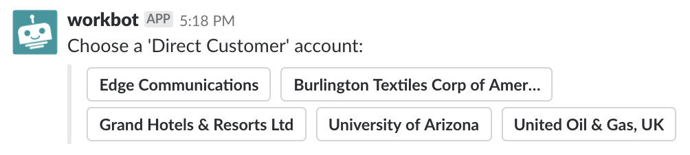 Slack の動的ボタンの例