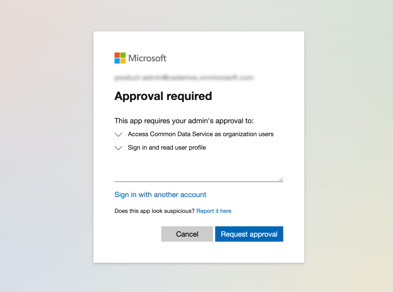 Admin consent screen