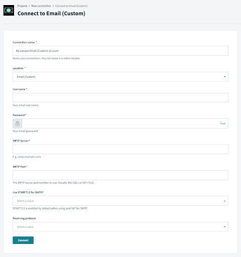 Email (Custom) connection setup