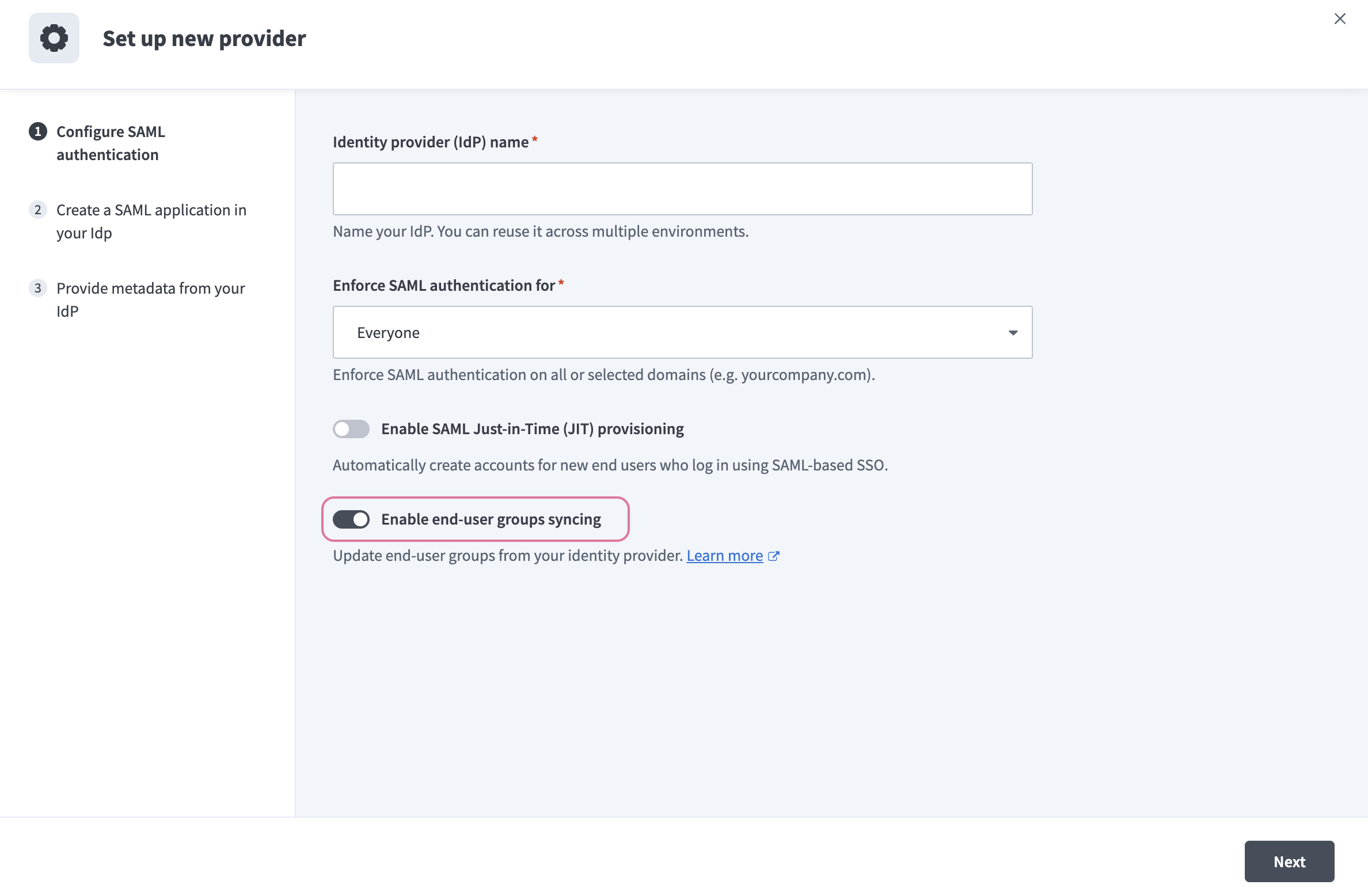Enable end-user groups syncing