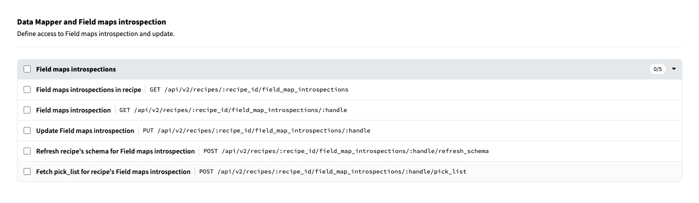 Field mapping endpoints