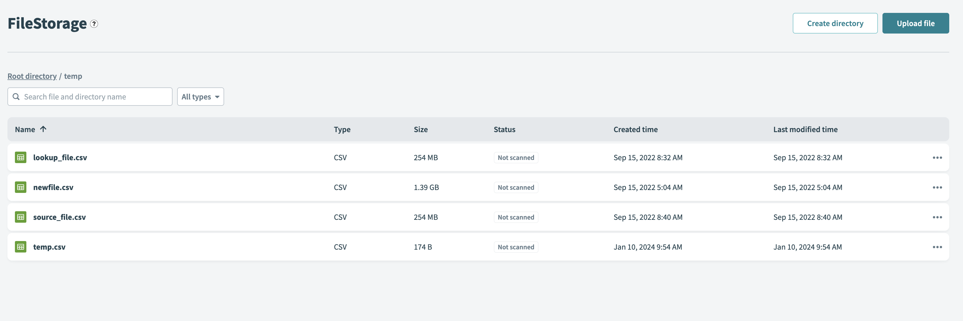 Browsing files and directories in the Workato FileStorage UI