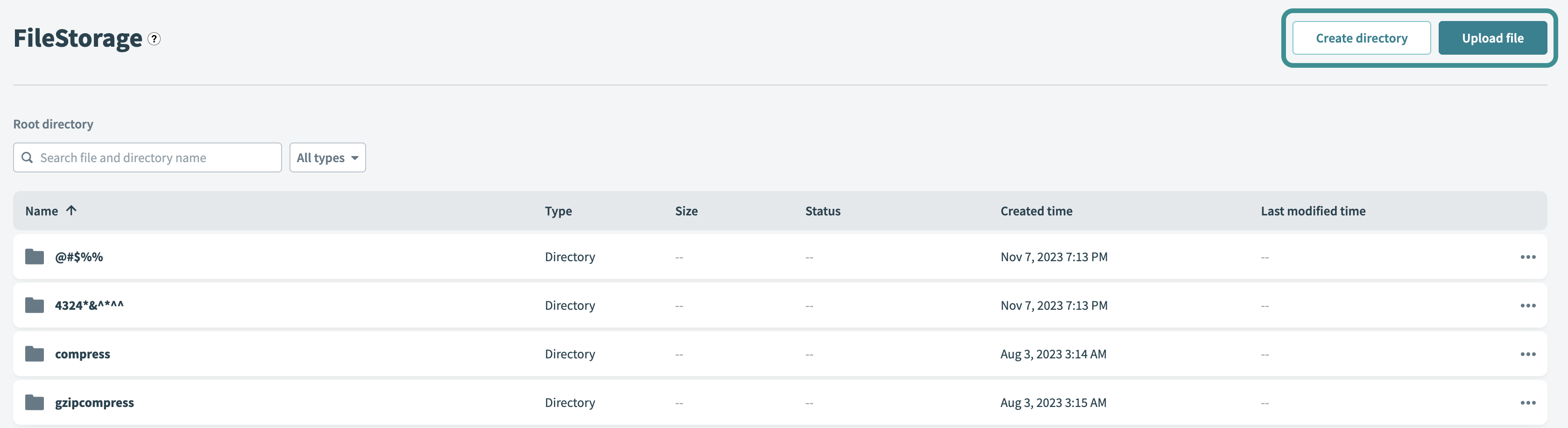 Location of Upload file and Create directory moved to the top right of the UI