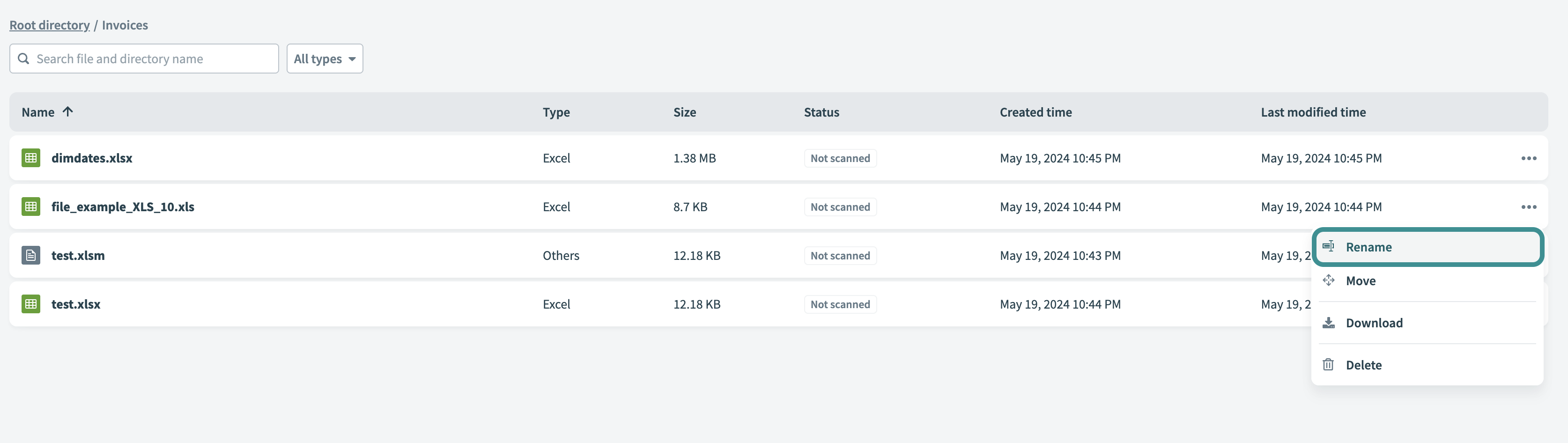 Text field over old file name